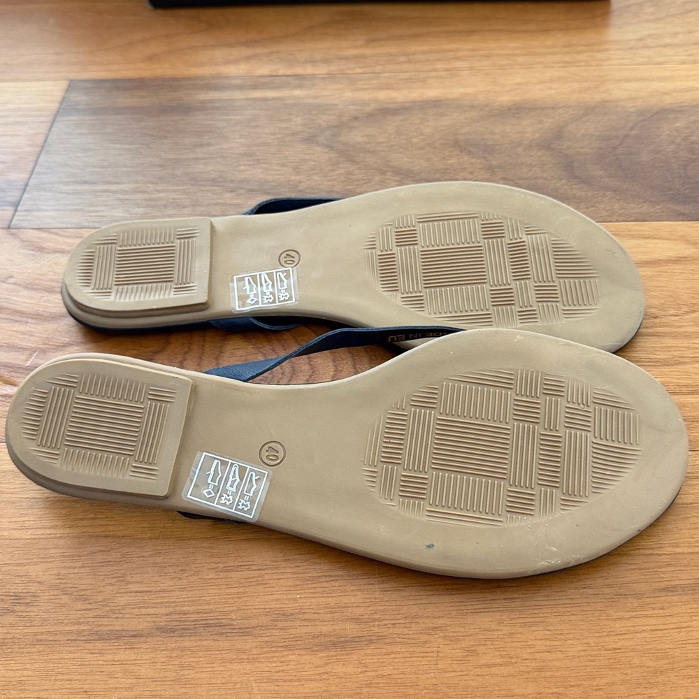 J/Slides Cuomo Navy blue leather Flip Flop Sandals - Picture 5 of 5